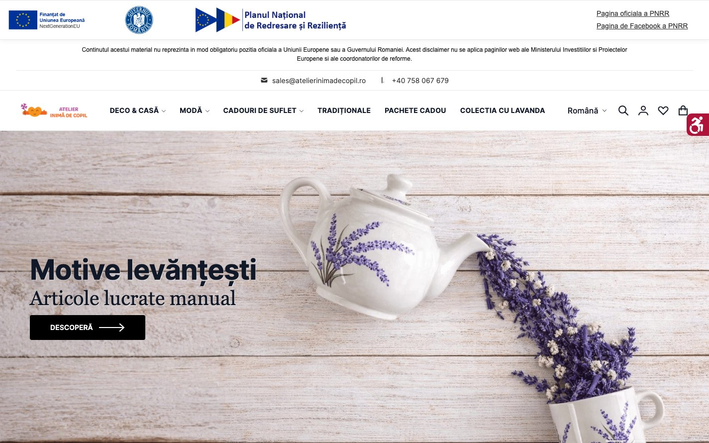 Atelier Inima de Copil: Home page, Home page